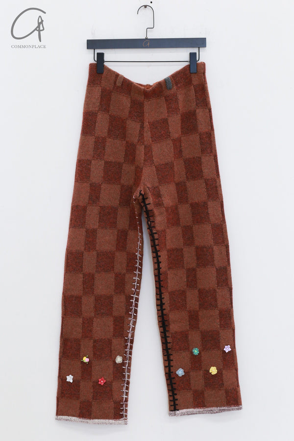 YANYAN KNITS 24 Autumn and Winter Lambswool Knitted Plaid Pants YYK-YYW24-1571-HONG Red